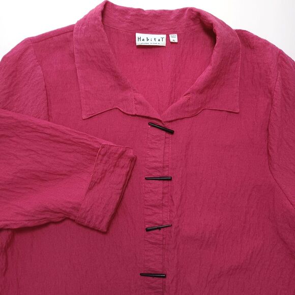 Habitat Clothes to Live In XL Pink Textured Long Sleeve Button Up Casual Top - Picture 1 of 8